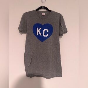 charlie hustle KC heart gray shirt